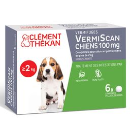 Clement Thekan Vermifuges Vers Plats Et Ronds Chien 2-10 kg 6 Comprimés