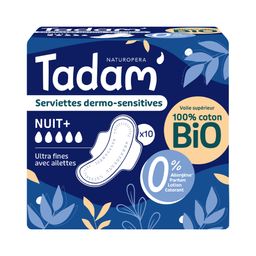 TADAM' - Serviettes Dermo-Sensitives  Coton Bio -  Ultra Nuit + x10
