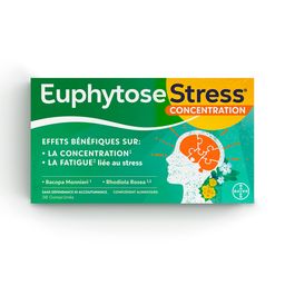 EuphytoseStress® Concentration -Stress ,difficulté de concentration - Bacopa Monnieri et Rhodiola Rosea  30 comprimés