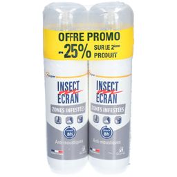 INSECT ECRAN -ZONES INFESTEES- Anti-moustiques - Spray répulsif peau - Protection contre les piqûres de moustiques - Zones Infestées - Lot de 2