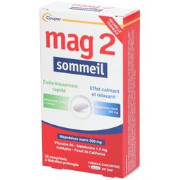 MAG 2 - Sommeil-Complément alimentaire - Magnésium marin 300mg, mélatonine 1,9mg et extraits de plantes-Endormissement rapide, effet calmant et relaxant-Programme de 15 à 30 jours - 30 comprimés