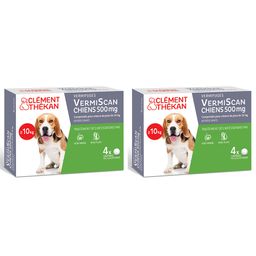 Clement Thekan Vermifuges Vers Plats Et Ronds Chien 10kg et + 4 Comprimés