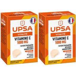 Vitamine C UPSA 1000 mg - 20 comprimés effervescents - Adulte - Complément alimentaire, goût orange - Fatigue passagère et défenses immunitaires