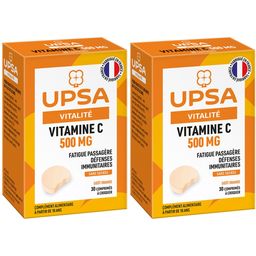 Vitamine C UPSA 500 mg - 30 comprimés à croquer - Adulte & Enfant dès 10 ans - Complément alimentaire sans sucres, goût orange - Fatigue passagère et défenses immunitaires