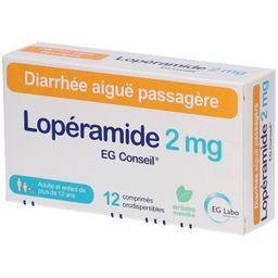 LOPERAMIDE EG CONSEIL 2 mg contre diarrhées - Dès 12 ans - Boîte 12 comprimés
