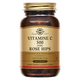 Solgar Vitamine C 500 avec Rose Hips - Défenses immunitaires - Antioxydant - 100 comprimés