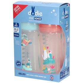 Dodie Biberon tétine ronde 3 vitesses Duo