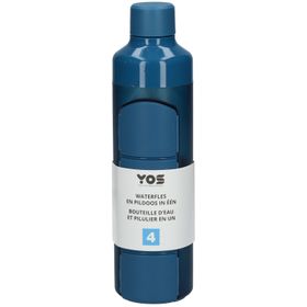 YOS Bouteille d'eau et pillulier journalier en un Bold Blue