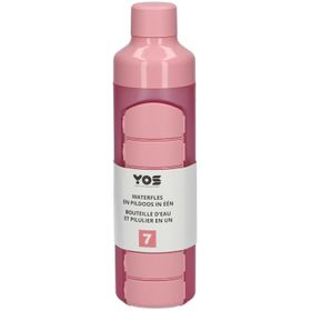 YOS Bouteille d'eau et pillulier hebdomadaire en un Perfect pink