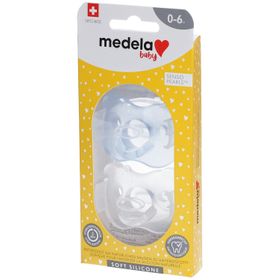 Medela Baby Tétine En Silicone Douce Bleu - Transparent 0-6 Mois DUO
