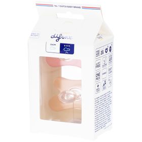 Difrax Sucettes Silicone 6-12M Natural Fit – Lot de 2 Tétines Durables – Rose-Pêche