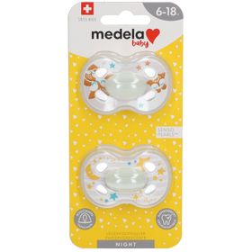 Medela Baby Night & Night Sucette 6-18 Mois DUO 2 tétine