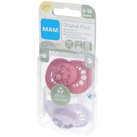 MAM Original Pure Tétines en silicone à motif rose-rose 6-16 mois