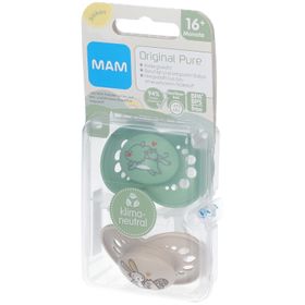 MAM Original Pure Tétines en silicone à motif Vert-écru 16 mois et +