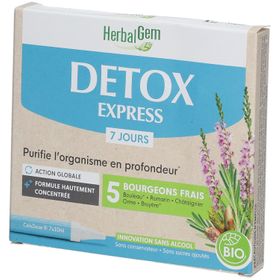 HERBALGEM - Detox Express 7 Jours - Purifie L'Organisme En Profondeur - Complément Alimentaire Gemmothérapie - Formule Hautement Concentrée - Action Globale - 5 Bourgeons Frais - Bio - 7x10ml