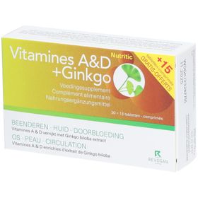 Nutritic Vitamines A & D Ginkgo + 15 Comprimés GRATUITS