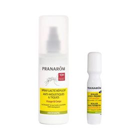 PRANAROM Spray répulsif anti-moustiques et tiques + roller après-piqûres