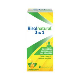 Bisolnatural 3 in 1 | Solution naturelle contre la toux grasse, la toux sèche et le mal de gorge
