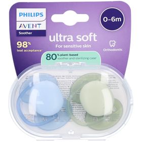 Philips Avent Sucette +0m Soft bleu clair/vert