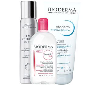 BIODERMA Sensibio H2O Nettoyant Micellaire 4 en 1 + INSTITUT ESTHEDERM Hydro Booster Cellulaire + BIODERMA Atoderm INTENSIVE Baume