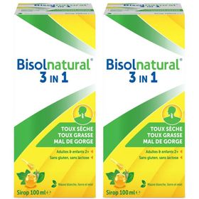 Bisolnatural 3 in 1 | Solution naturelle contre la toux grasse, la toux sèche et le mal de gorge