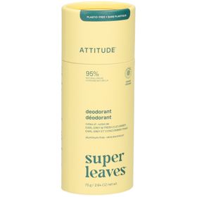 ATTITUDE Déodorant Super Leaves Earl Grey et Concombre Frais Sans Plastique 75 g