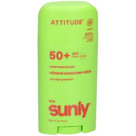 ATTITUDE Écran Solaire Minéral Stick Visage & Corps Kids SPF 50 Pastèque & Coco