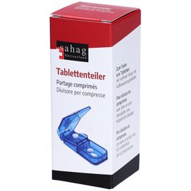 Sahag coupe-comprimés bleu avec compartiment de récupération