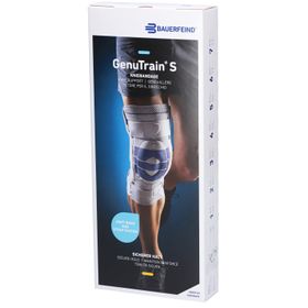 BAUERFEIND® GenuTrain S Genouillère active avec stabilisateurs latéraux articulés Taille 5 Gauche Titan