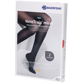 BAUERFEIND VenoTrain micro bas noir - Bas de compression médicale - AD CCL2 Taille S normal/court pied fermé