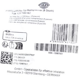 PARI Filtre d'entrée d'air pour compresseur Type 128/130/152