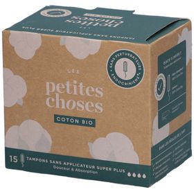 LES PETITES CHOSES Tampons en coton bio sans applicateur Super Plus