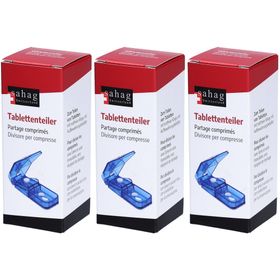 Sahag coupe-comprimés bleu avec compartiment de récupération