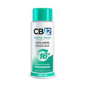 Bain de bouche CB12 Menthe douce – Sans alcool - Protection scientifiquement prouvée contre la mauvaise haleine pendant 16 heures – Combat la cause de la mauvaise haleine – Fraîcheur immédiate et durable - 250 ml