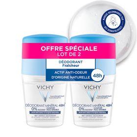 LOT*2 Déodorant bille minéral 48H actif anti-odeur d'origine naturelle 2 x 50 ml