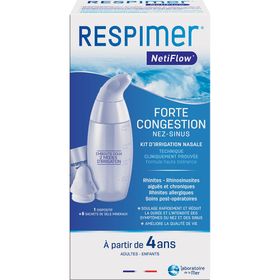 Respimer Netiflow Kit d'Irrigation Nasale dès 4 ans 1 Dispositif + 6 Sachets