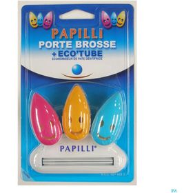 Papilli Porte Brosse + Eco Tube, Kit support de brosse à dents à ventouse + économiseur de