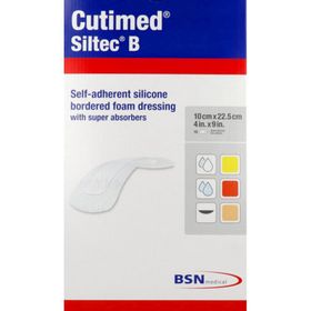 CUTIMED SILTEC B - Pansement hydrocellulaire à bord adhésif, stérile, très absorbant. 10
