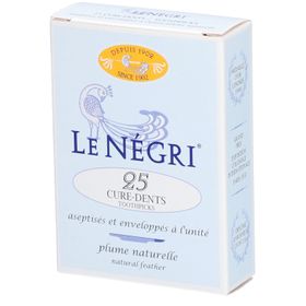 LE NÉGRI CURE - DENTS - Cure-dents en plume naturelle, stérile.  - bt 25
