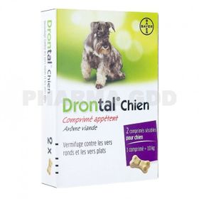 DRONTAL CHIEN - Comprimé sécable, antiparasitaire pour chien. - boîte de 2