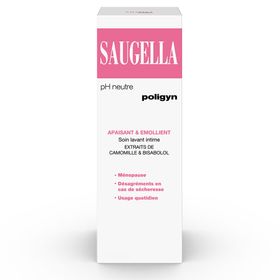 Saugella - Poligyn - Apaisant & Emollient Soin lavant intime - Femmes pendant et après la ménopause - Flacon 250 ml