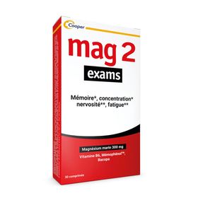 MAG 2 Exams à base de magnésium marin 300mg, vitamine B6, bacopa, memophenol - complément alimentaire - 30 comprimés