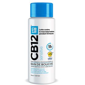 CB12 - Sensitive - Bain de bouche - Lutte contre la mauvaise haleine pendant 12 heures - Dents sensibles - Sans alcool - Arôme menthe légère - 250 ml
