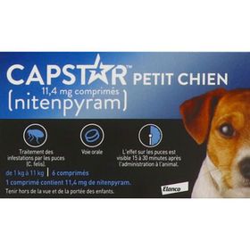 Capstar 11,4 mg Petit Chien, Comprimé antiparasitaire externe pour petit chien, bt 6