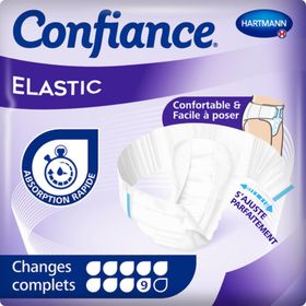 CONFIANCE ELASTIC 9 G - Change-complet hypoallergénique, avec ailes élastiques, incontinen