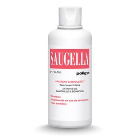 Saugella - Poligyn - Apaisant & Emollient Soin lavant intime - Femmes pendant et après la ménopause - Flacon 500 ml