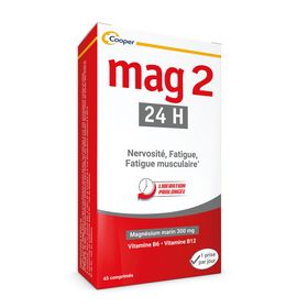 MAG 2 24H à base de magnésium marin, vitamine B6 et B12 - complément alimentaire - 45 comprimés