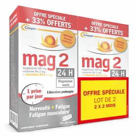 MAG 2 24H, complément alimentaire au magnésium marin - lot de 2 45+15 comprimés