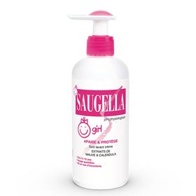 Saugella - Girl - Soin lavant intime féminin - à base d’extraits de Malva sylvestris et de Calendula officinalis - à partir de 3 ans - Flacon Pompe 200 ml