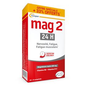MAG 2 24H, complément alimentaire au magnésium marin - 45 + 15 comprimés